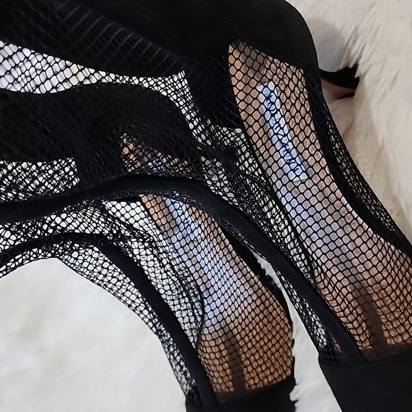 AQUAZZURA  Brera Pointed Toe Mesh Bootie Elegant Black Mesh Stiletto  Size41 - Picture 3 of 14